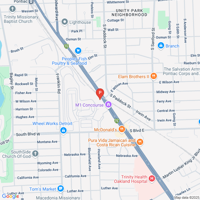 Map of M1 Concourse, Pontiac, MI 48341