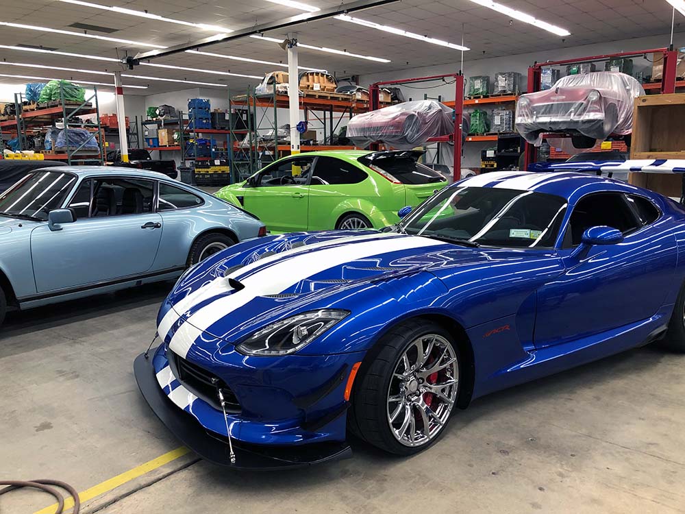Performance cars in the shop