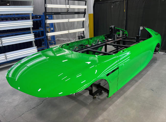 paint curing on a car body