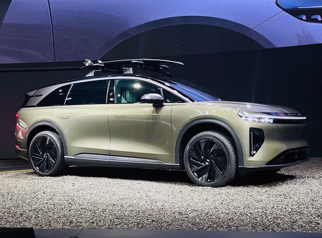 Lucid model at trade show